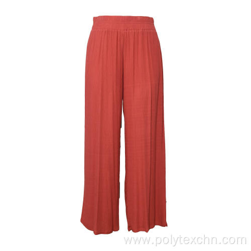 Wrinkled Rayon Wide Leg Pants Women Trousers